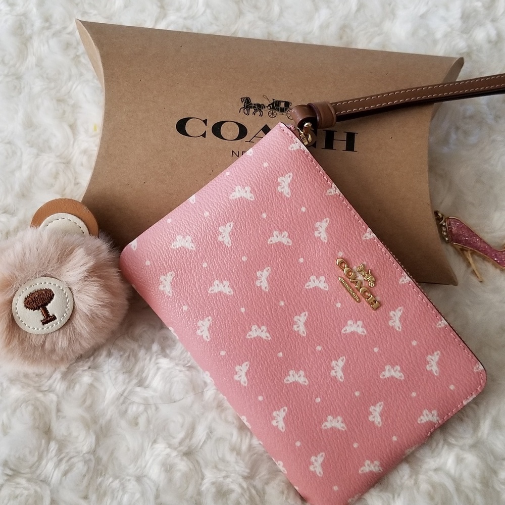 Coach Corner Zip Wristlet Butterfly